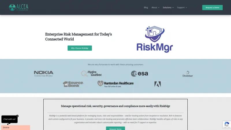 Homepage of Alcea RiskMgr