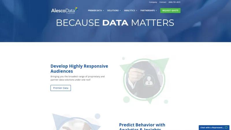 Homepage of Alesco Data