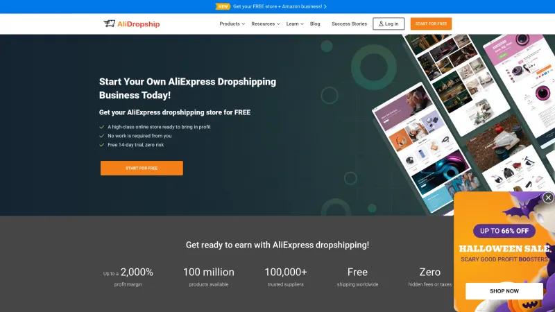 Homepage of AliDropship