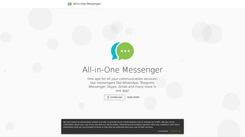 Homepage of All-in-One Messenger