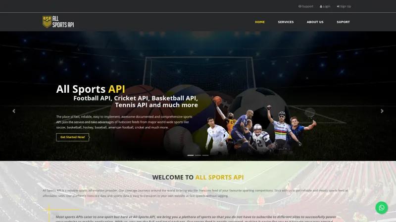 Homepage of All Sports API