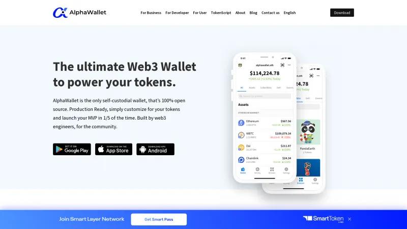 Homepage of AlphaWallet