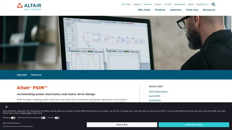 Homepage of Altair PSIM