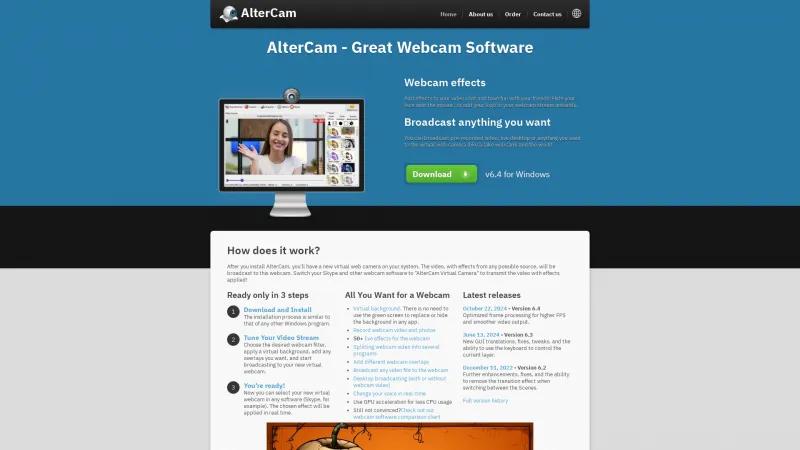 Homepage of AlterCam