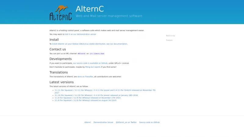 Homepage of AlternC