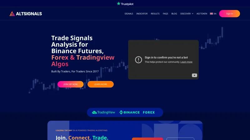 Homepage of AltSignals