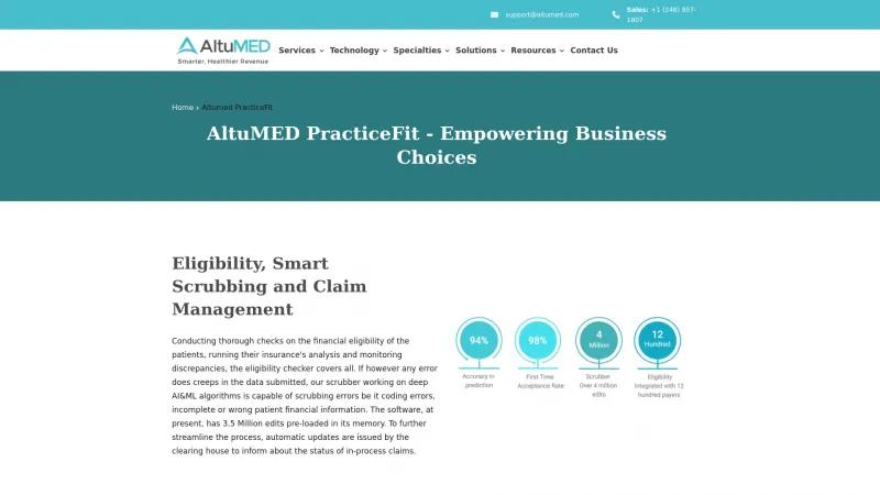 Homepage of AltuMED PracticeFit