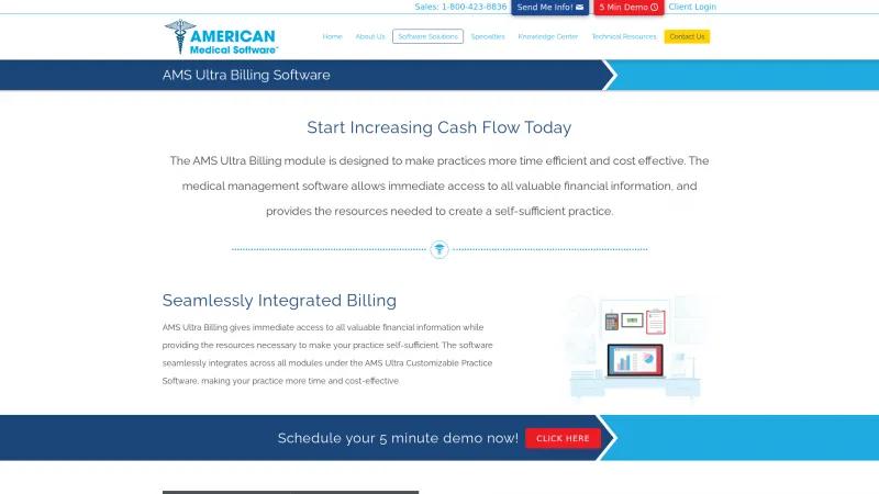 Homepage of AMS Ultra Billing