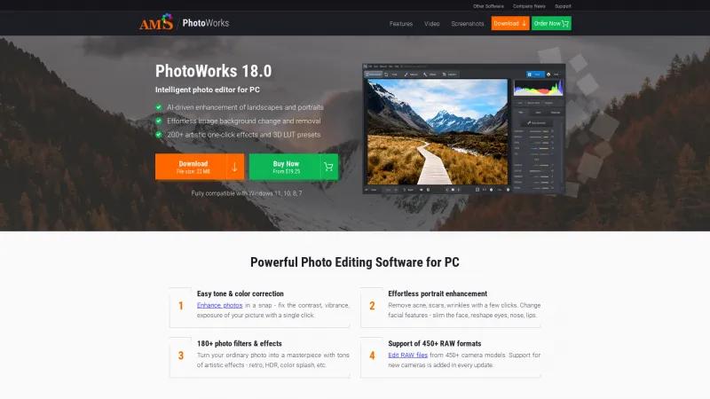 Homepage of PhotoWorks