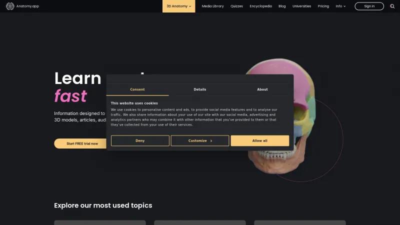 Homepage of Anatomy.app