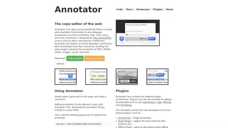 Homepage of Annotator