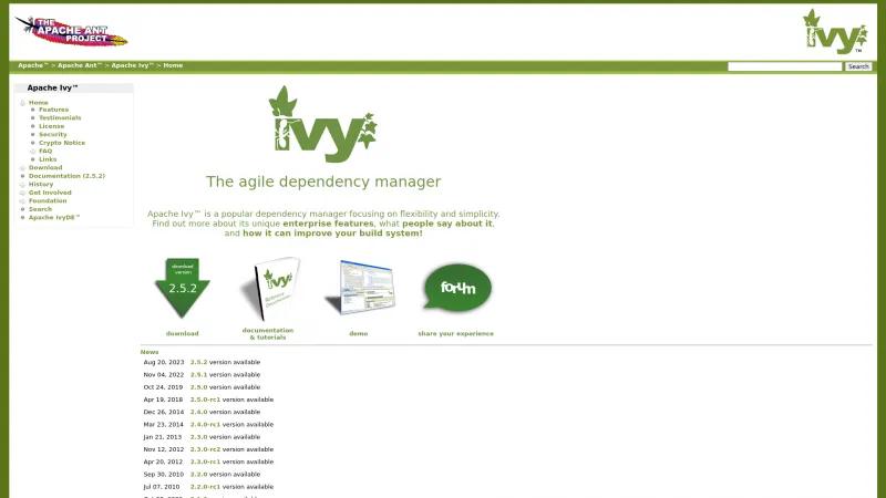 Homepage of Apache Ivy