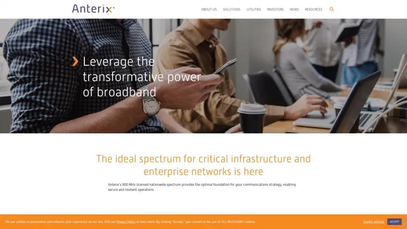 Homepage of Anterix