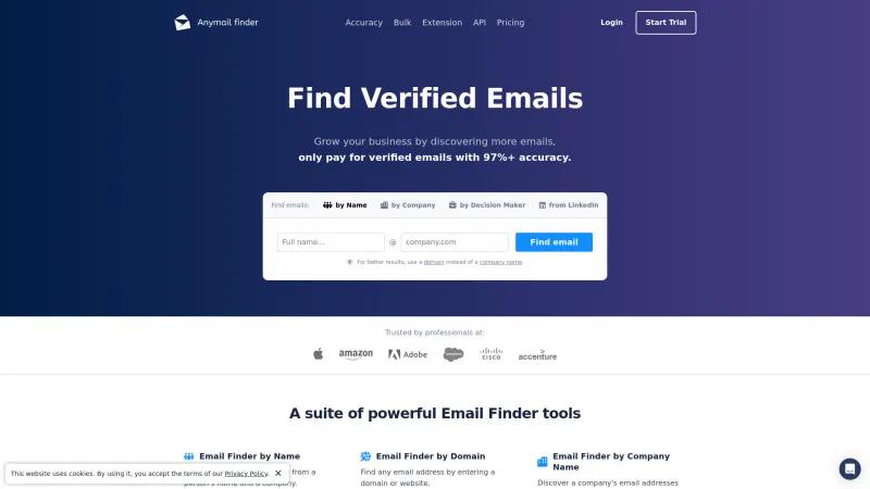 Homepage of Anymail Finder