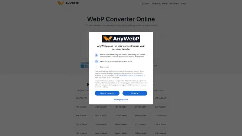 Homepage of AnyWebP