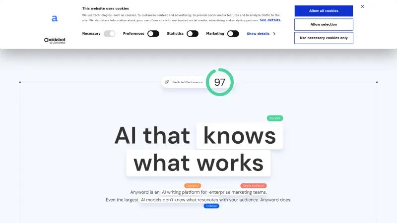 Homepage of Anyword