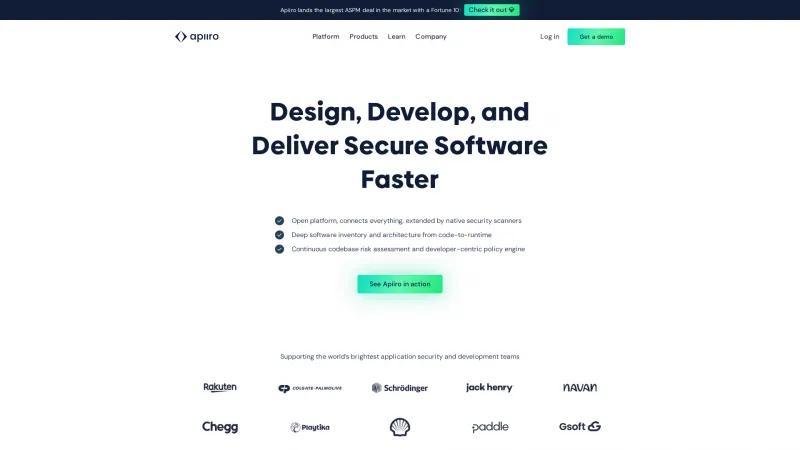 Homepage of Apiiro