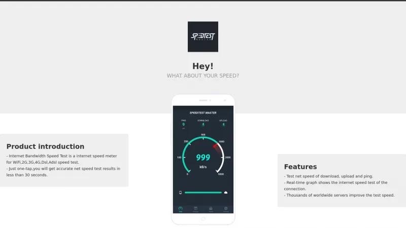 Homepage of SpeedTest Master