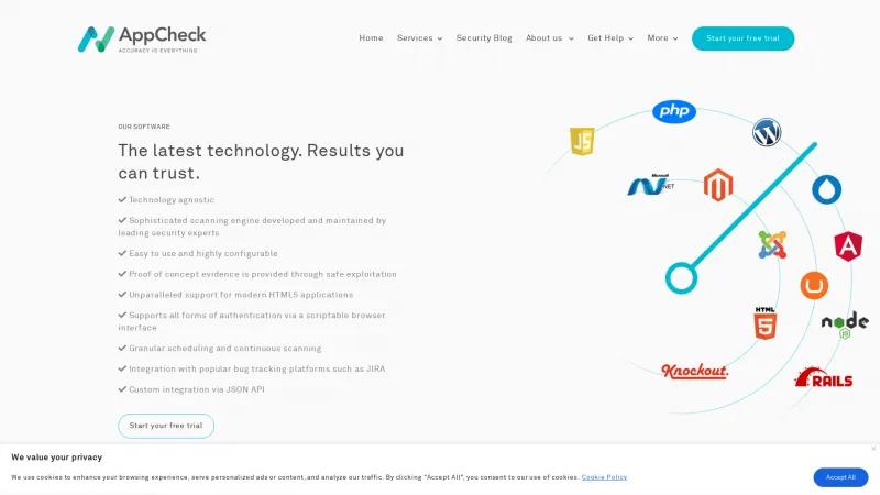 Homepage of AppCheck