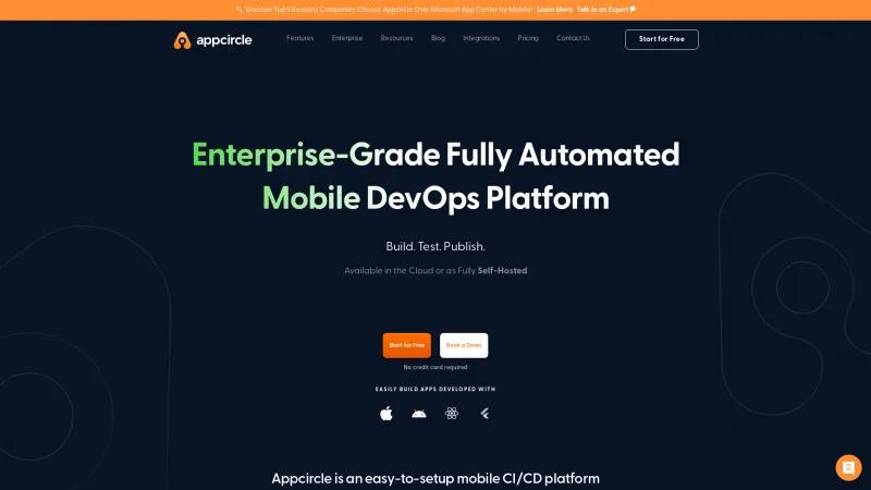 Homepage of Appcircle