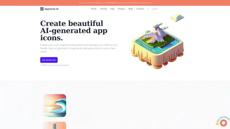 Homepage of Appicons AI