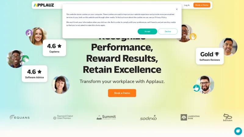 Homepage of Applauz Recognition