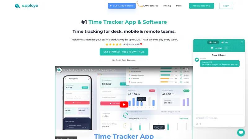 Homepage of Apploye