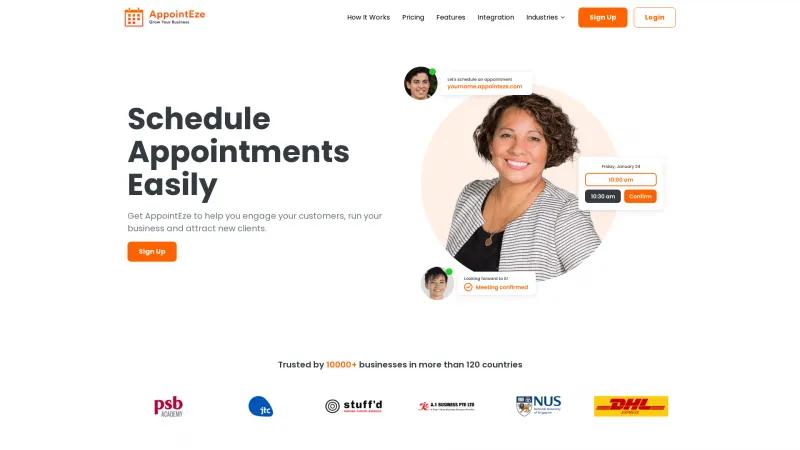 Homepage of AppointEze