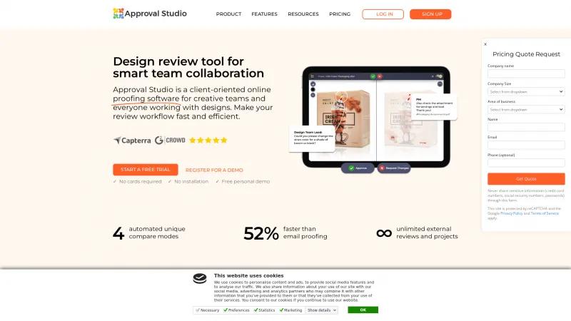 Homepage of Approval Studio