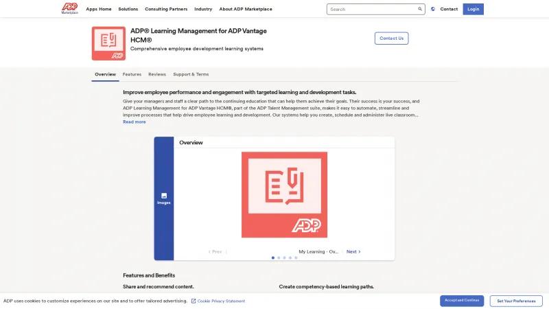 Homepage of ADP Learning Management