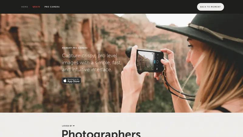 Homepage of Moment Pro Camera