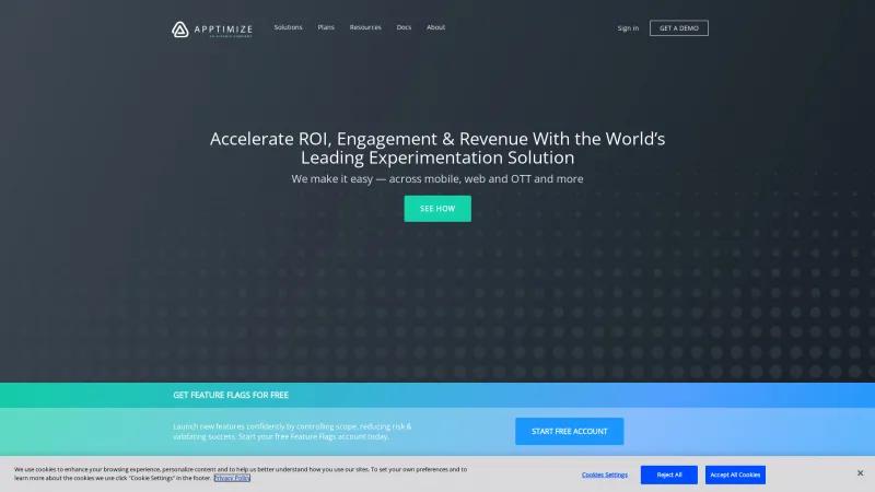 Homepage of Apptimize