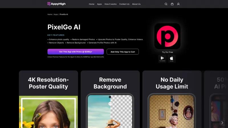 Homepage of PixelGo AI