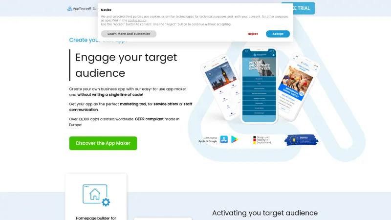 Homepage of AppYourself