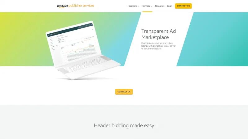 Homepage of Amazon Transparent Ad Marketplace (TAM)