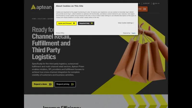 Homepage of Aptean Priam