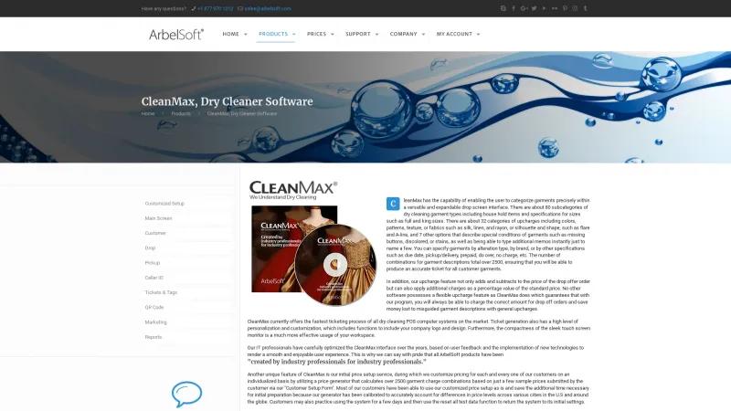 Homepage of CleanMax