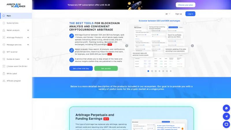 Homepage of ArbitrageScanner