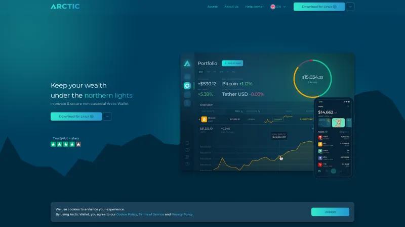 Homepage of Arctic Wallet