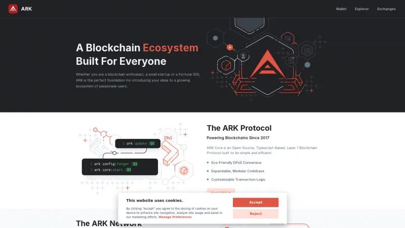 Homepage of ARK