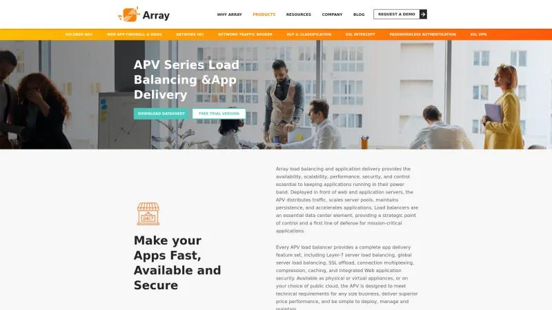 Homepage of Array APV Series