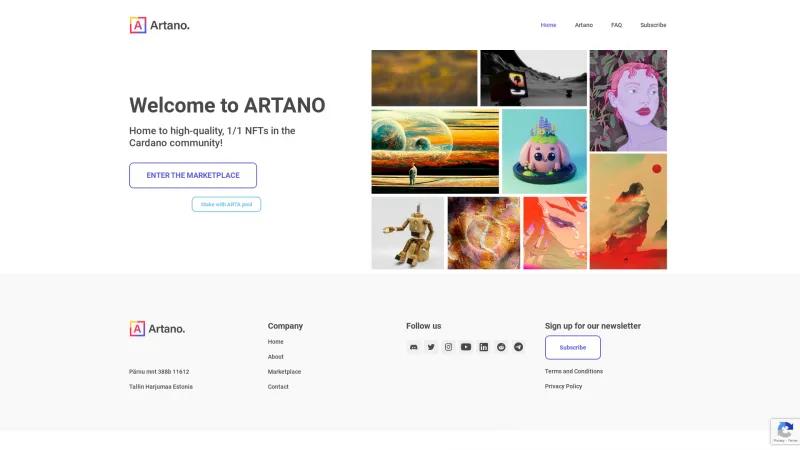 Homepage of Artano