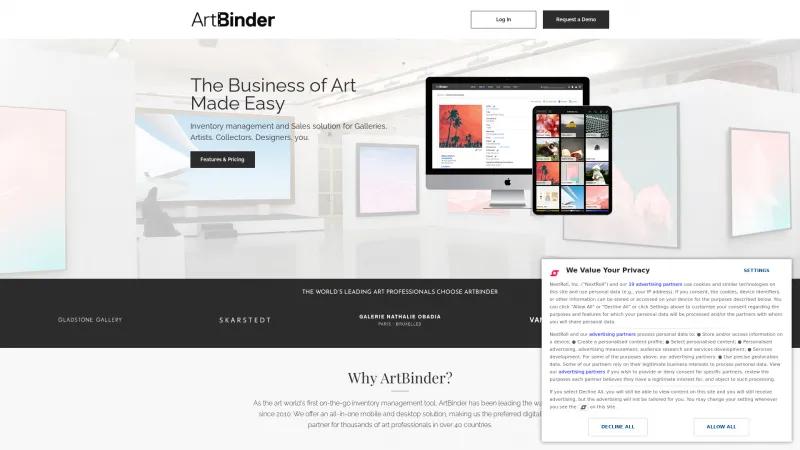 Homepage of ArtBinder