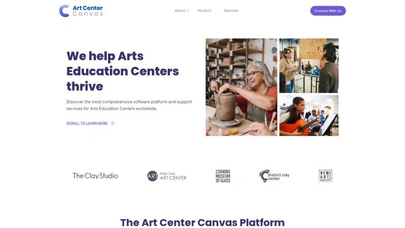 Homepage of Art Center Canvas