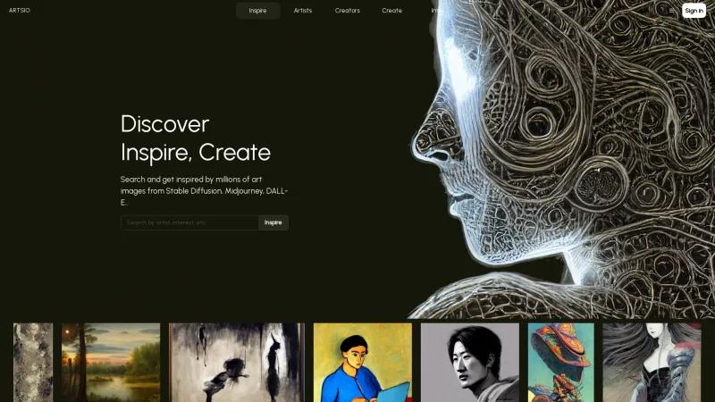 Homepage of Artsio