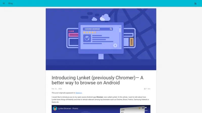 Homepage of Lynket Browser