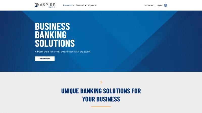 Homepage of Aspire Bank