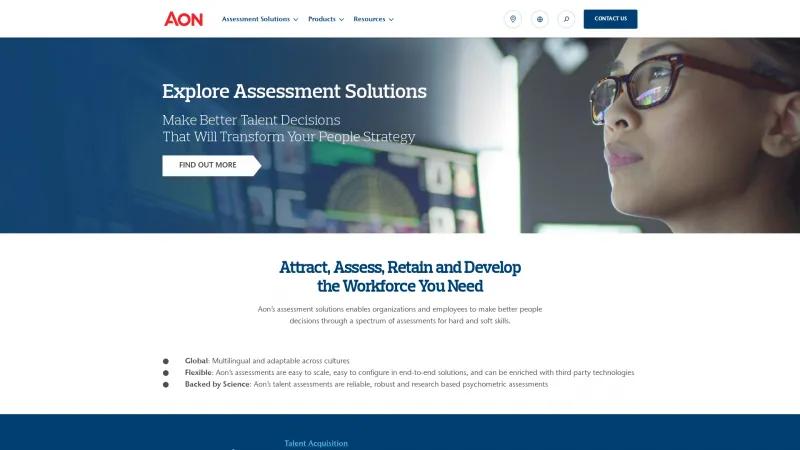 Homepage of Aon Assessment