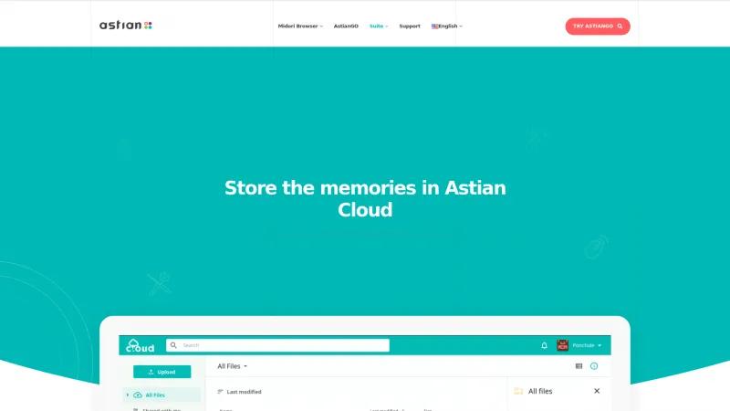 Homepage of Astian Cloud