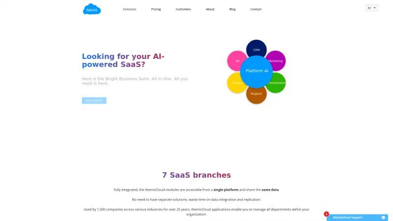 Homepage of Atemis CRM